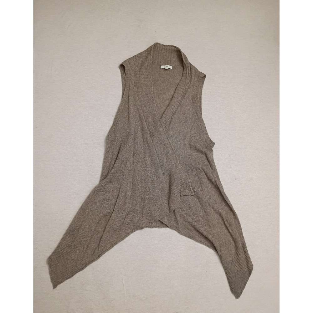 Gap Women Taupe Brown Wool Blend Sleeveless Draped Asymmetrical Cardigan Vest S